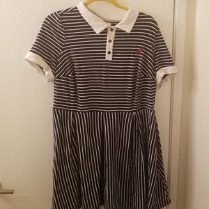 Modcloth striped embroidered cat dress